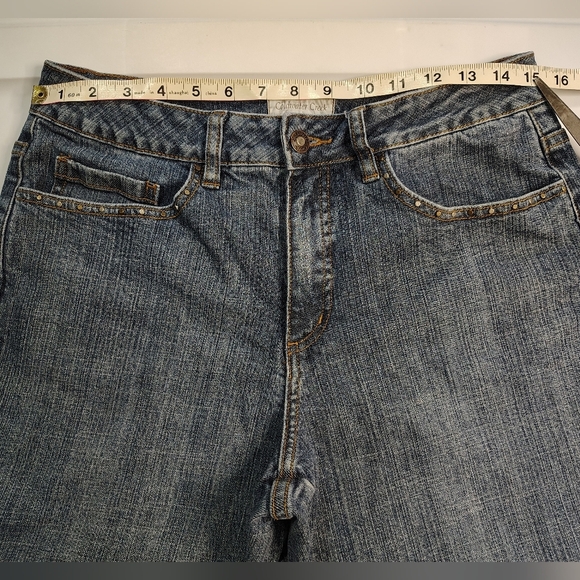 Coldwater Creek women's denim jeans,straight leg,high rise, studs,sz 10,Boho. - Picture 7 of 16